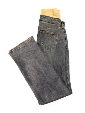 BLANQI Maternity Straight Leg Denim Jeans in Faded Blue with Cream Waistband